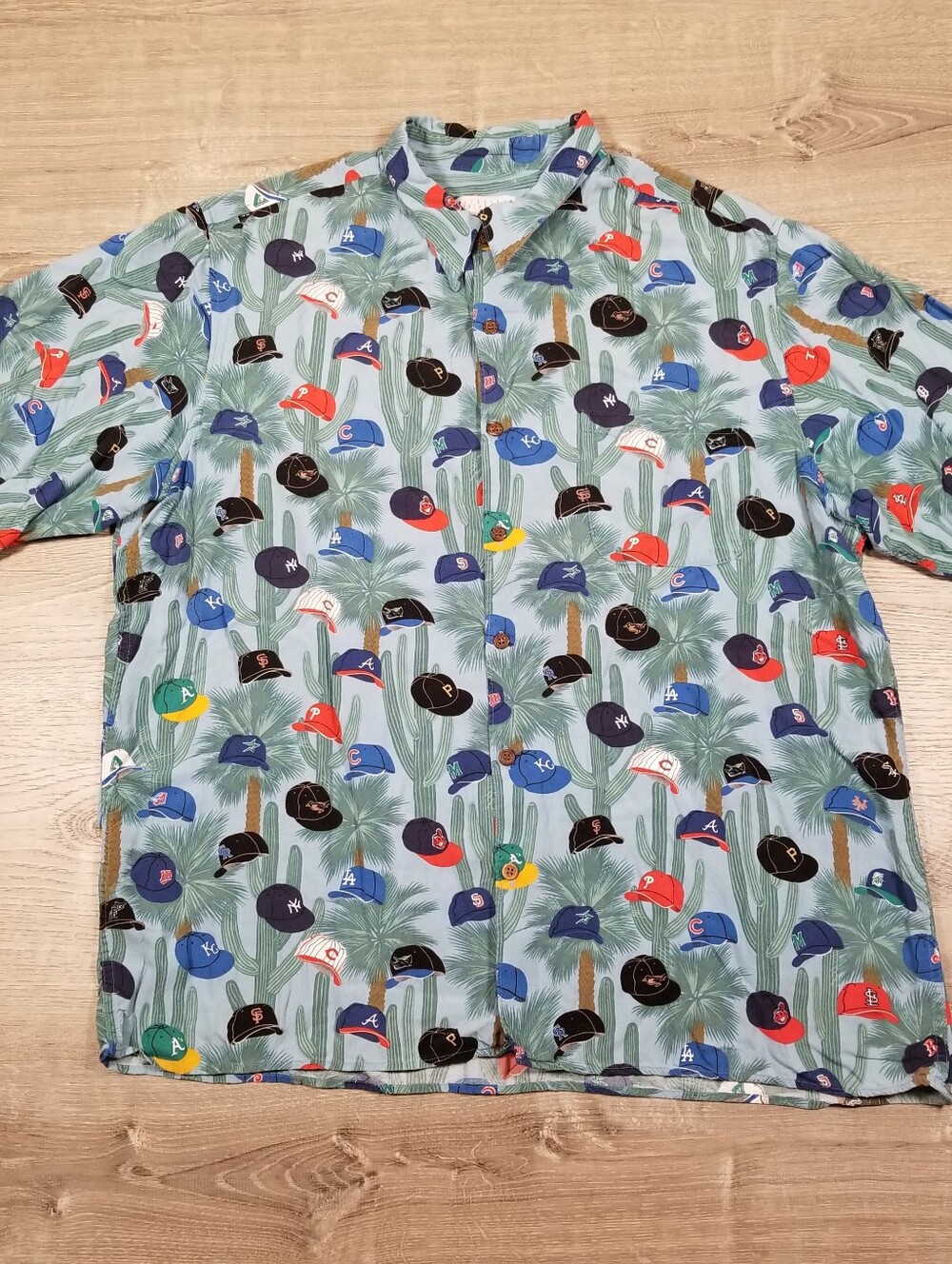 Vintage Reyn Spooner MLB Baseball Caps AOP Hawaiian Aloha Shirt Mens Size XXL